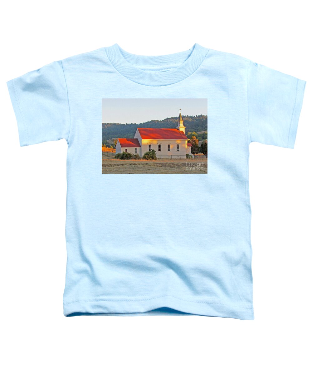 Landscape Toddler T-Shirt featuring the photograph St. Mary's Church at Sunset by Joyce Creswell
