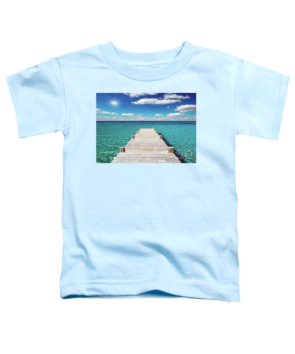 Art Toddler T-Shirt featuring the photograph Seascape Sunrise Treasure Coast Florida Pier C6 by Ricardos Creations