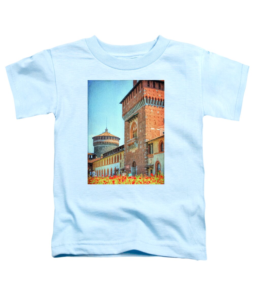 Joan Carroll Toddler T-Shirt featuring the photograph Sforza Castle Milan Italy by Joan Carroll