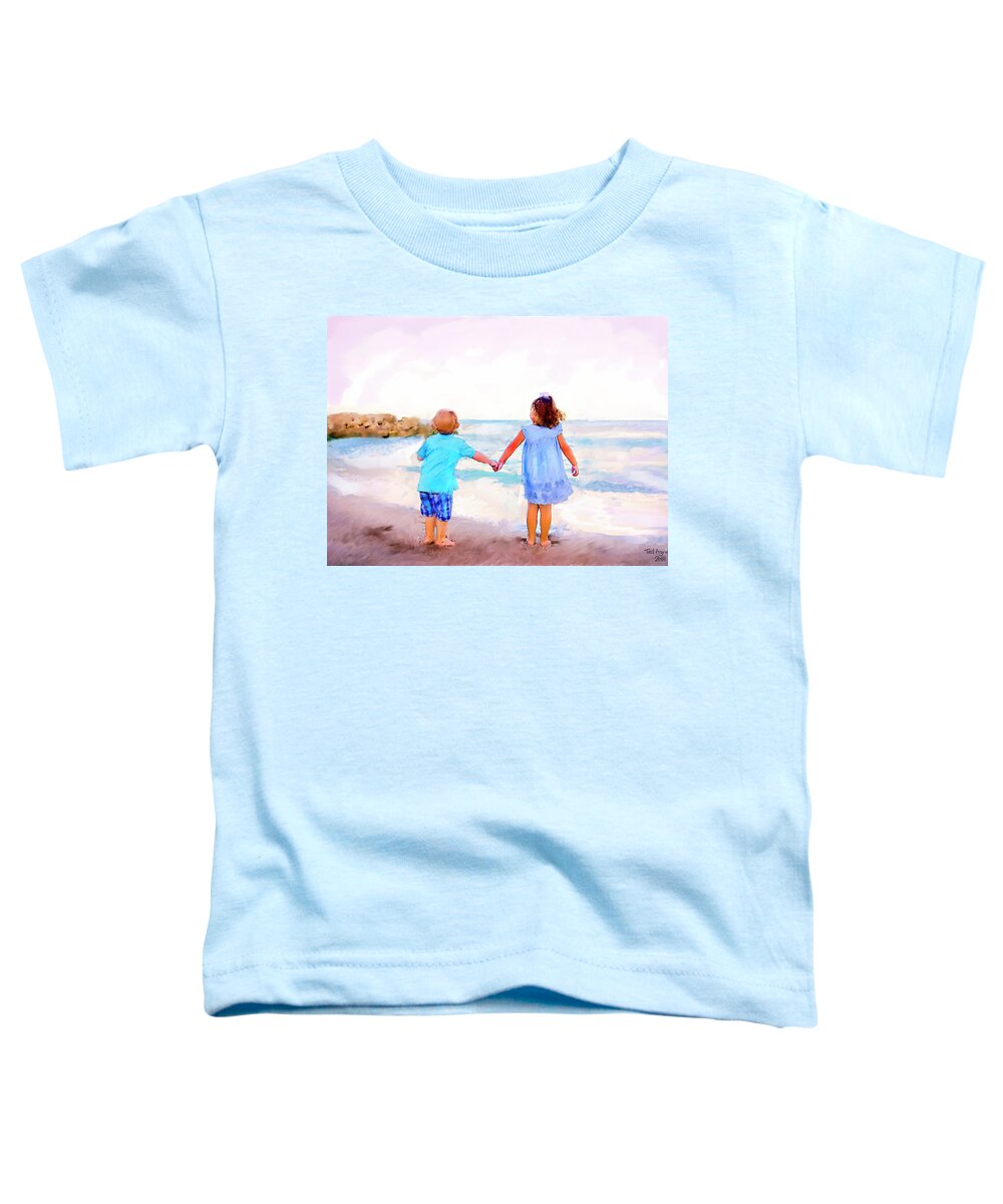 Painting Toddler T-Shirt featuring the digital art Sibling At Sunset by Ted Azriel