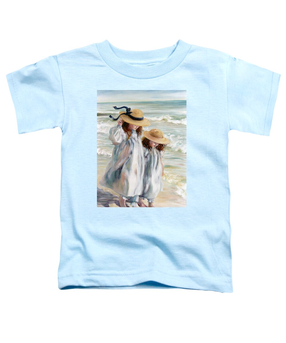 Sunhat Toddler T-Shirt featuring the painting Sisters in Sunhats by Marie Witte