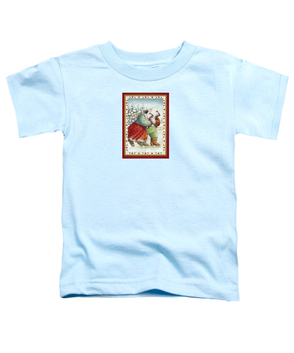 Polar Bears Toddler T-Shirt featuring the painting Skating Bears by Lynn Bywaters