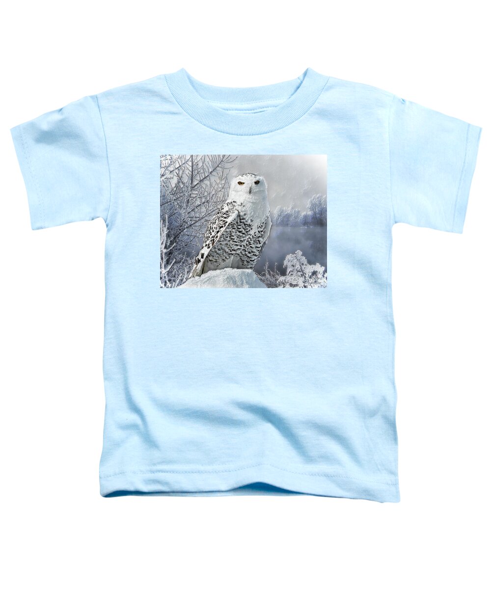Snowy Owl Toddler T-Shirt featuring the digital art Snowy Owl by Pennie McCracken