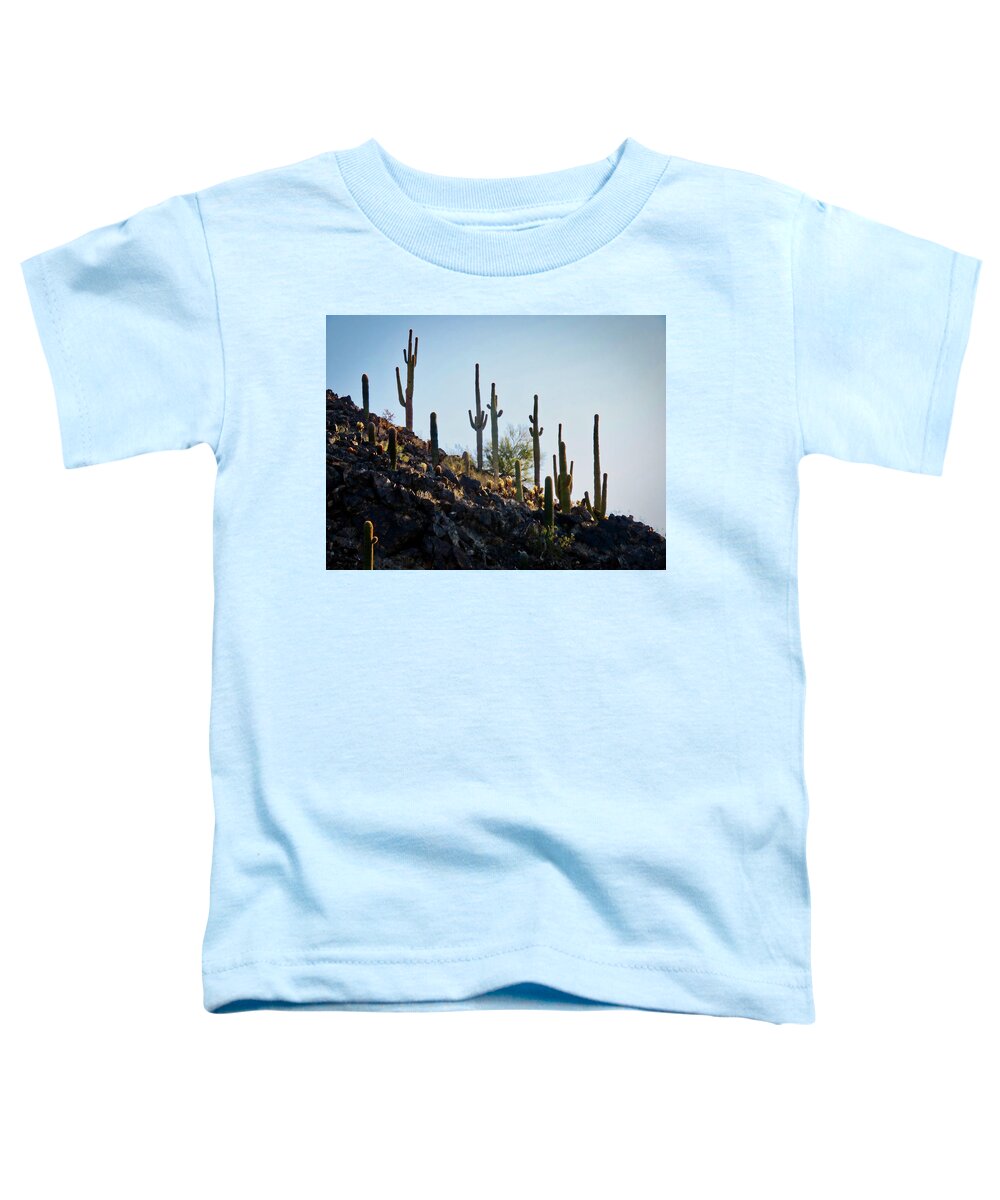 Arizona Toddler T-Shirt featuring the photograph Sonoran Desert Saguaro Slope by Judy Kennedy