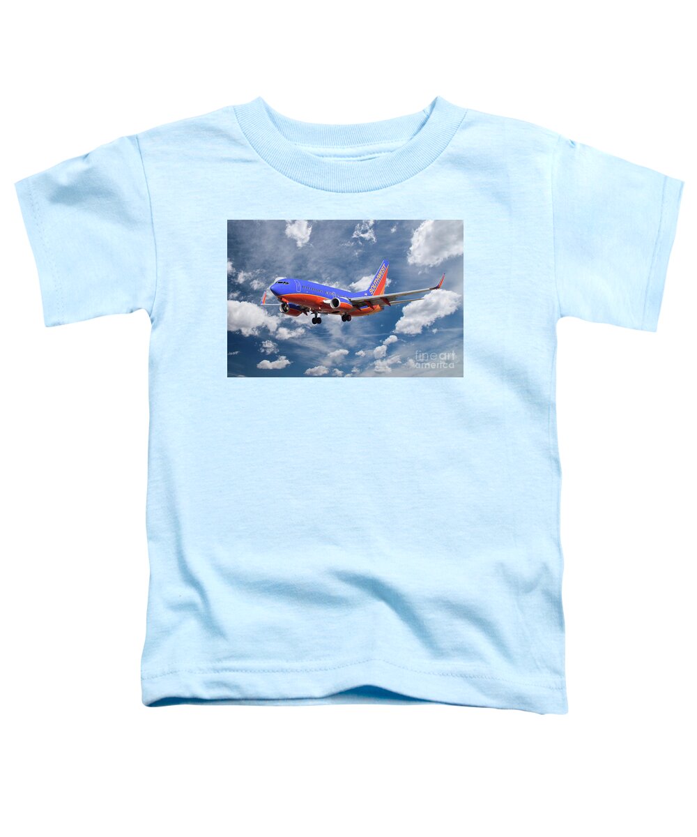 Boeing Toddler T-Shirt featuring the digital art Southwest Airlines Boeing 737 by Airpower Art