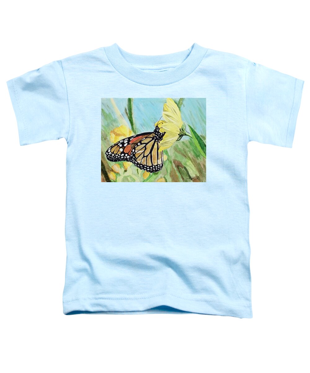 Butterfly Toddler T-Shirt featuring the painting Spring colors by Sonja Jones