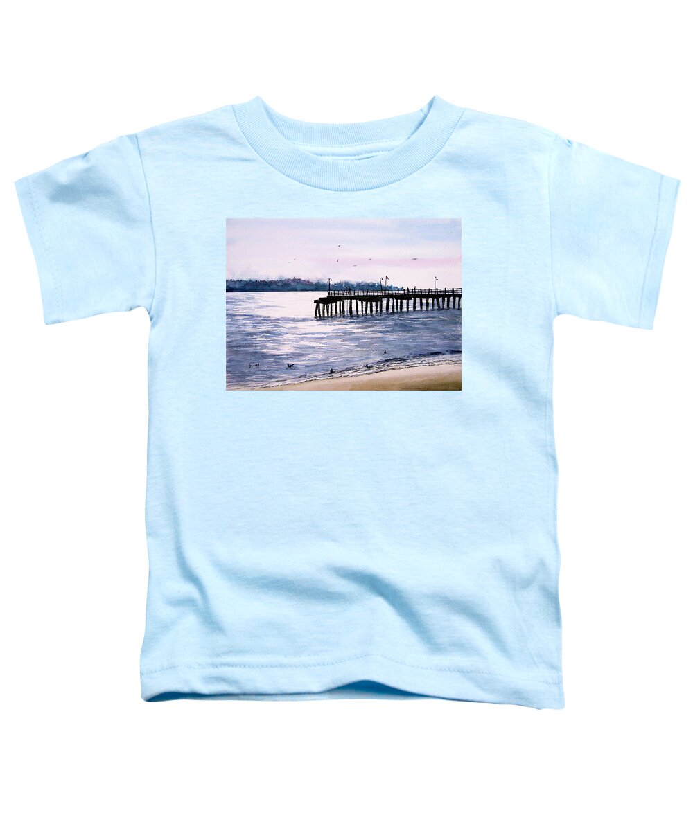 Fishing Toddler T-Shirt featuring the painting St. Simons Island Fishing Pier by Sam Sidders