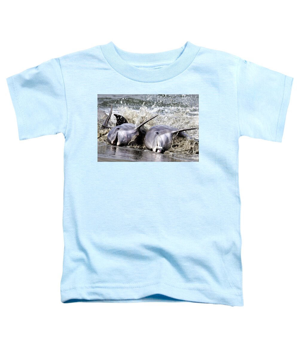 Dolphins Toddler T-Shirt featuring the photograph Strand Feeding by Jim Miller