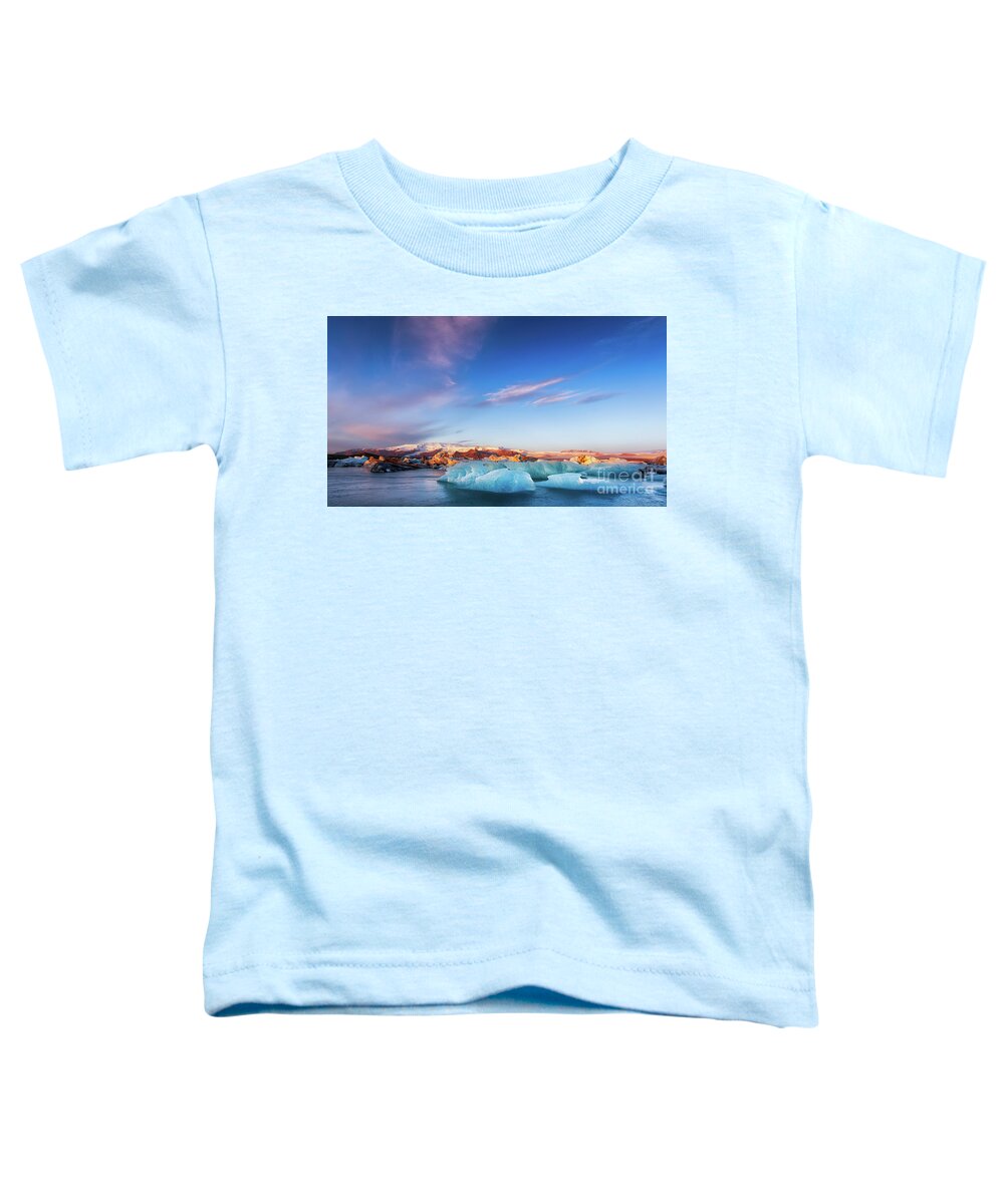 Breiðamerkurjökull Toddler T-Shirt featuring the photograph Sunrise at the Iceberg Lagoon by Jerry Fornarotto