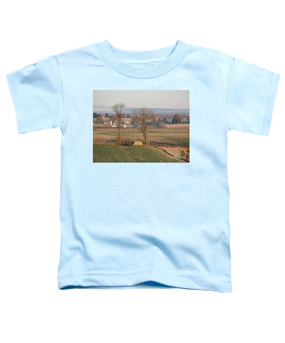 Amish Toddler T-Shirt featuring the photograph Sunrise over the Farm by Christine Clark