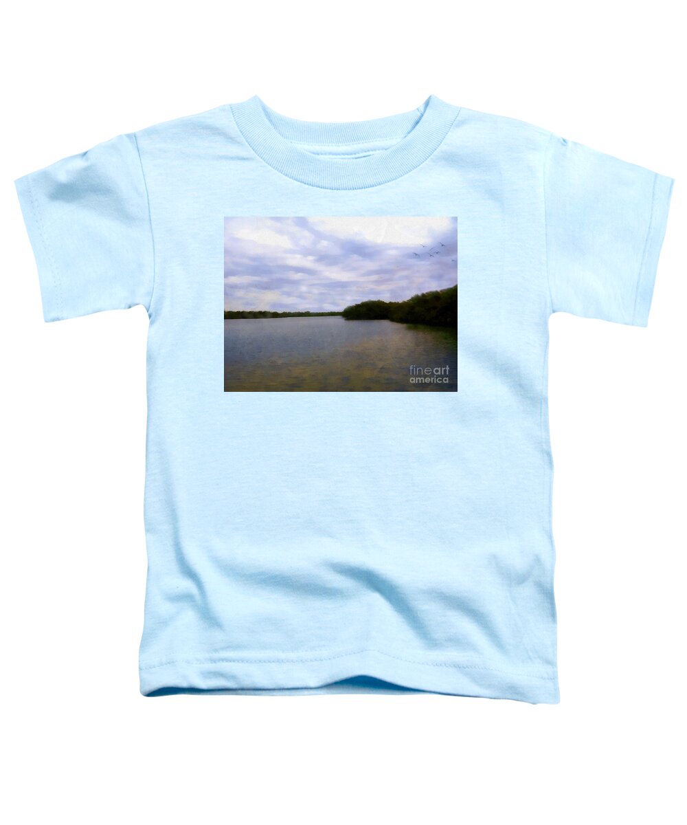 River Toddler T-Shirt featuring the painting Sunset River by RC DeWinter