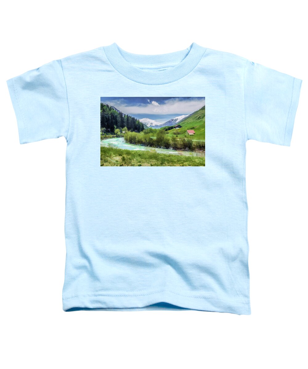 Switzerland Toddler T-Shirt featuring the digital art Swiss Landscape by Lisa Lemmons-Powers