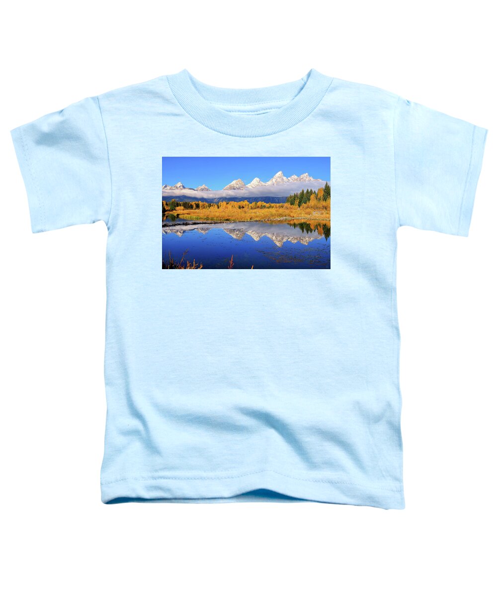 Tetons Toddler T-Shirt featuring the photograph Teton Autumn Mirror by Greg Norrell