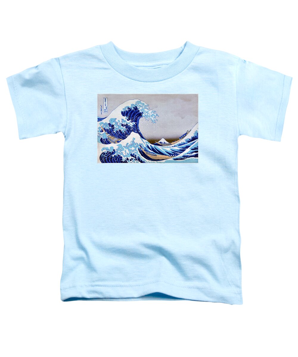 Wave Toddler T-Shirt featuring the painting The great wave off shore of Kanagawa Restored by Vintage Treasure