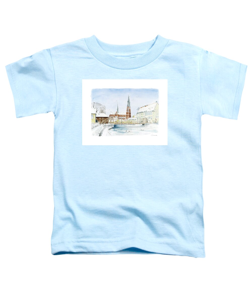 Fyris_river Toddler T-Shirt featuring the painting The Iron Bridge by Torbjorn Swenelius