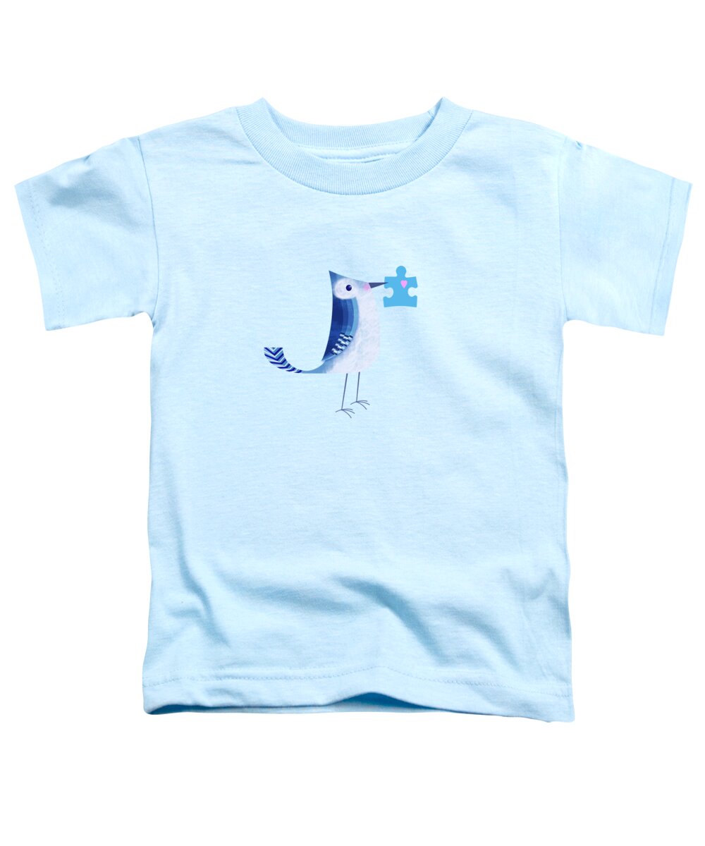Bird Toddler T-Shirt featuring the digital art The Letter Blue J by Valerie Drake Lesiak