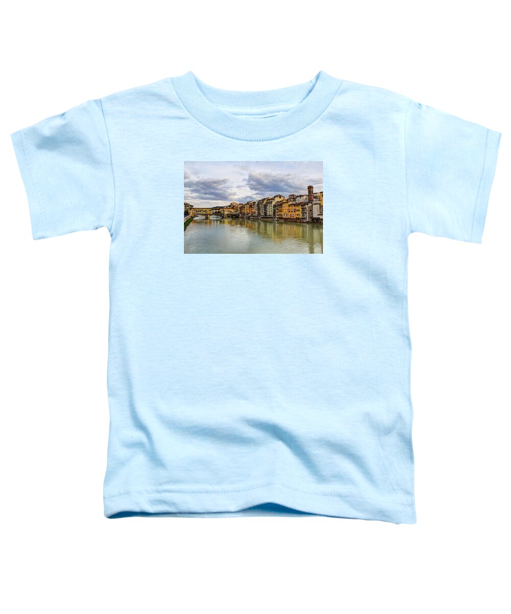 The Ponte Vecchio Toddler T-Shirt featuring the photograph The Ponte Vecchio and Florence by Wade Brooks
