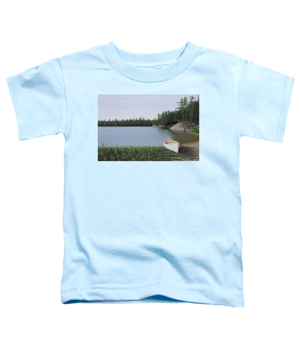 Canoe Toddler T-Shirt featuring the painting The Portage by Kenneth M Kirsch