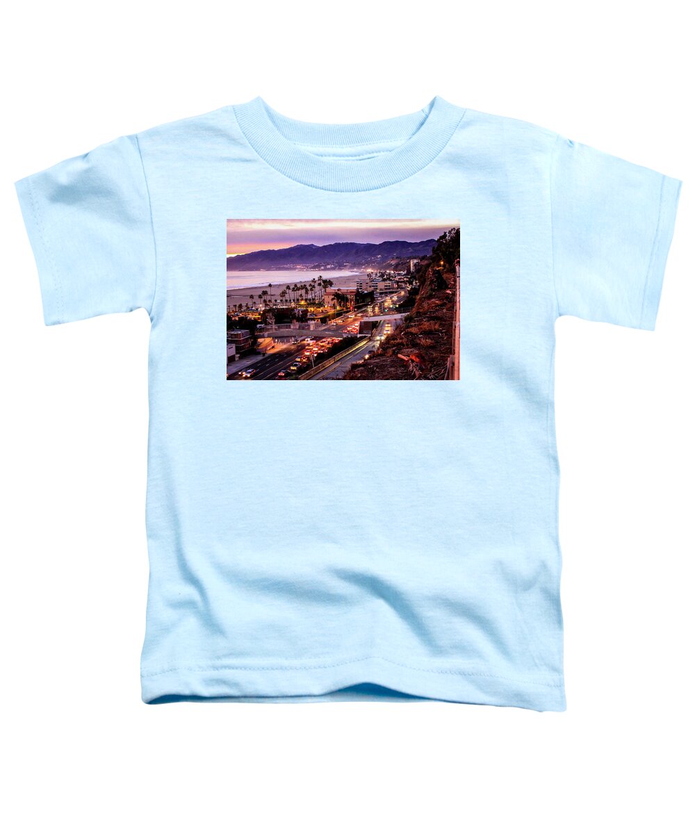 Sunset Santa Monica Bay Toddler T-Shirt featuring the photograph The Slow Drive Home by Gene Parks