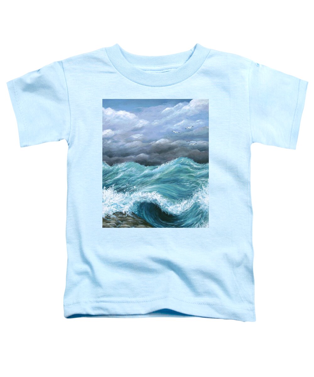 Sea Toddler T-Shirt featuring the painting The Storm is coming Sea View 244 by Lucie Dumas
