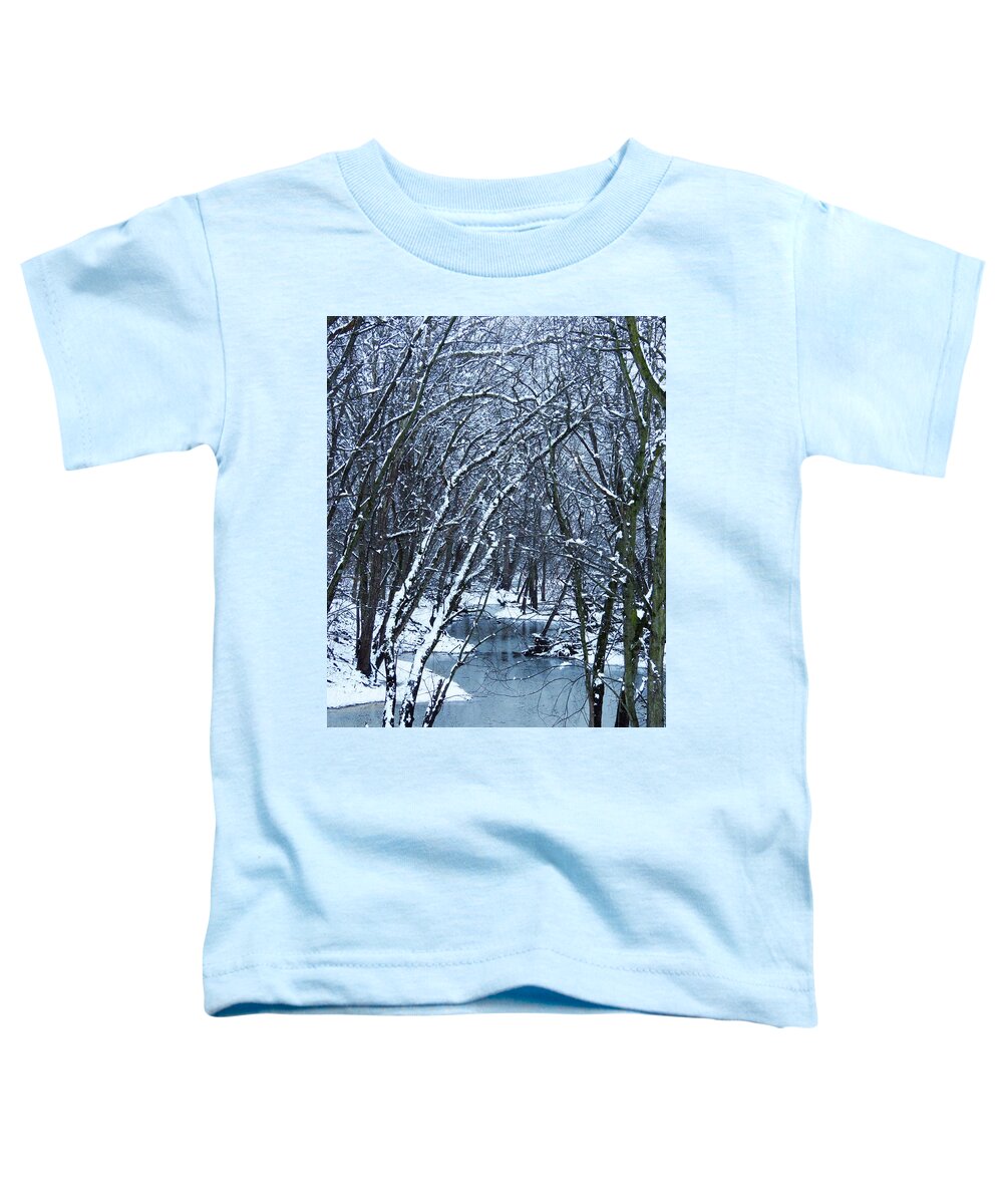 Stream Toddler T-Shirt featuring the photograph The Winter Stream by Lori Frisch