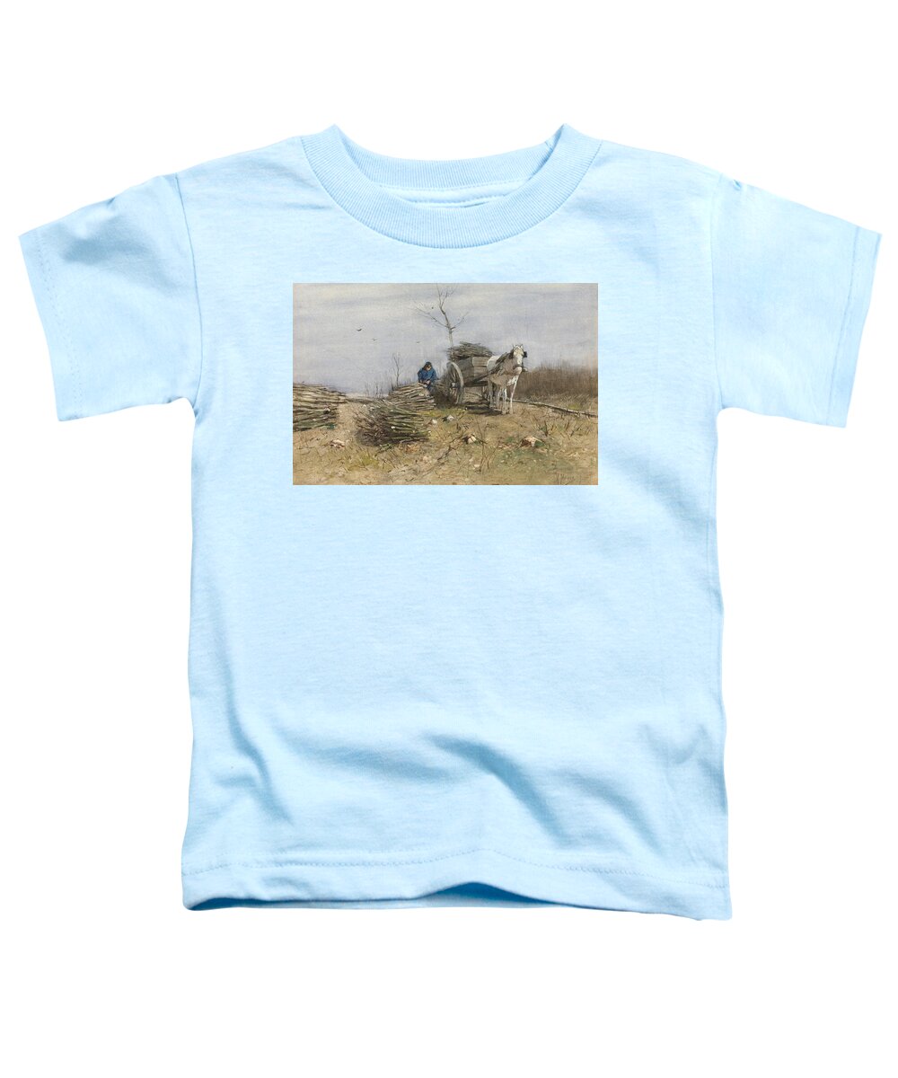 Anton Mauve Toddler T-Shirt featuring the drawing The Wood Gatherer by Anton Mauve