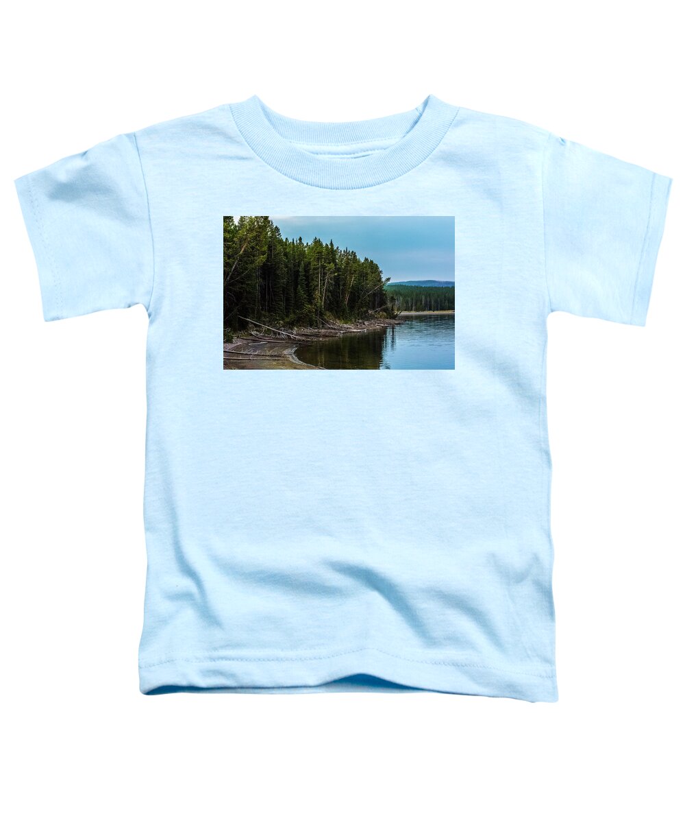 Yellowstone Lake Shore Toddler T-Shirt featuring the photograph The Yellowstone Lake Shore by Yeates Photography