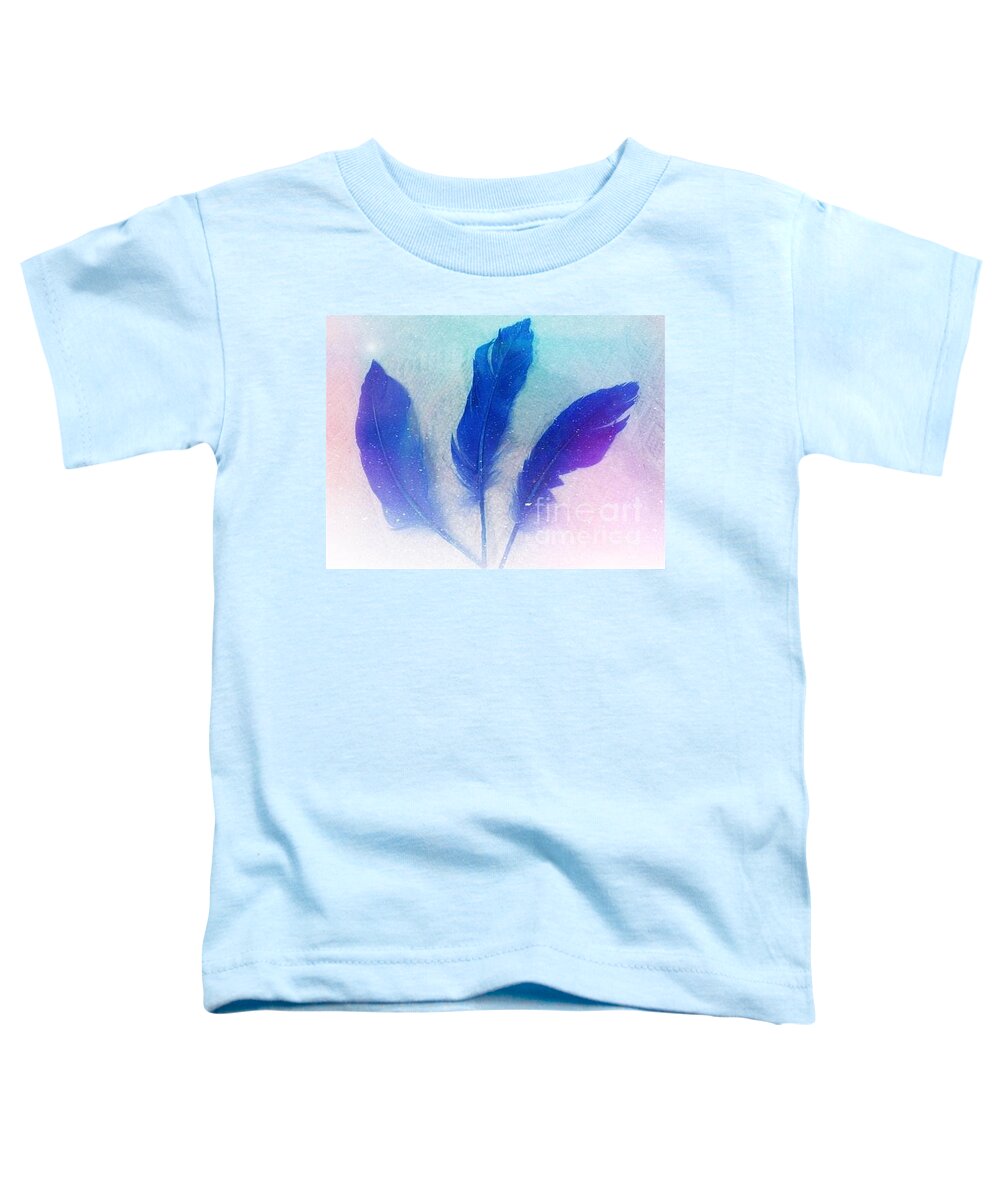 Blue Feathers Toddler T-Shirt featuring the photograph Three Feathers by Lavender Liu
