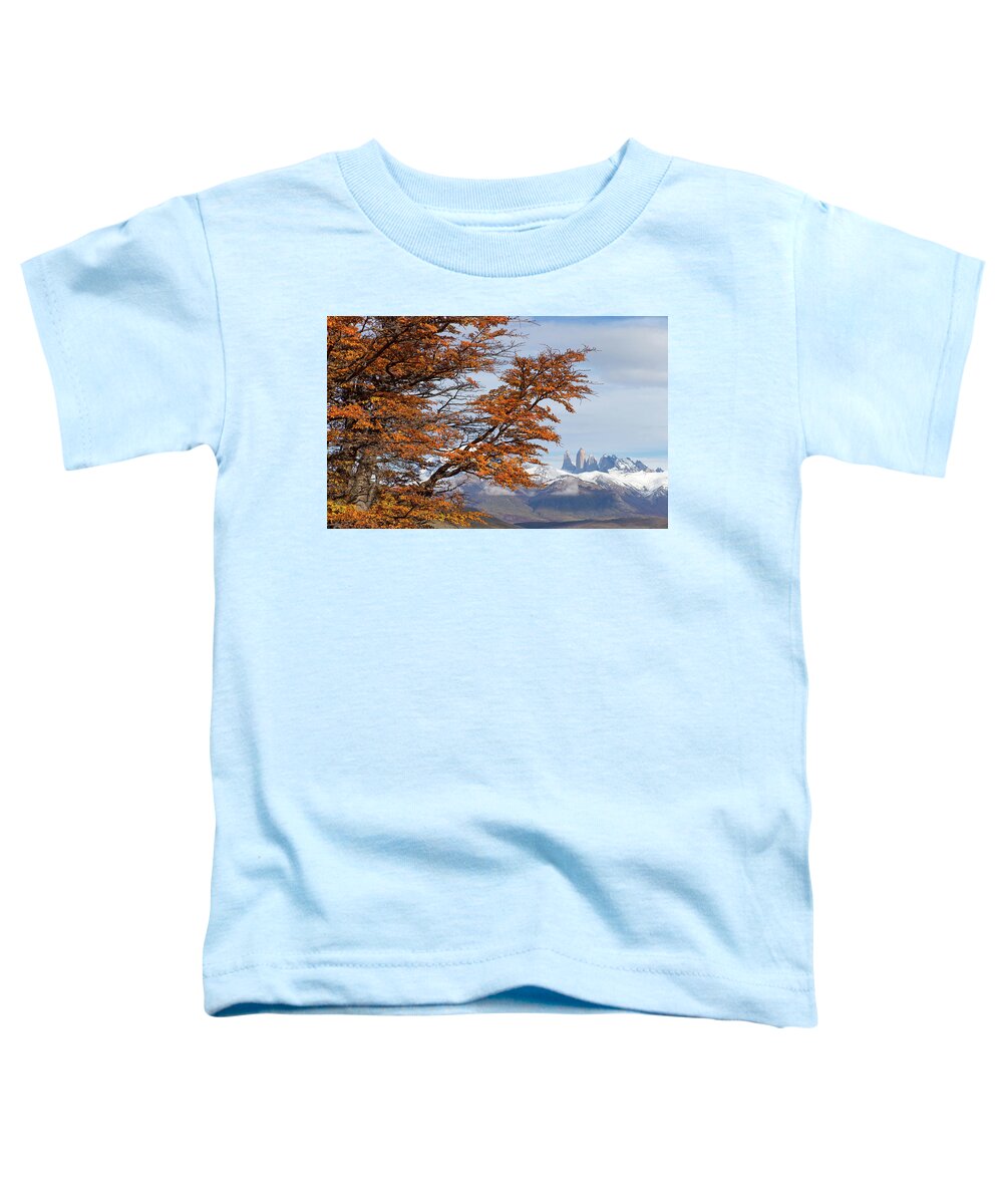 Mountains Toddler T-Shirt featuring the photograph Torres del Paine in Fall by Max Waugh