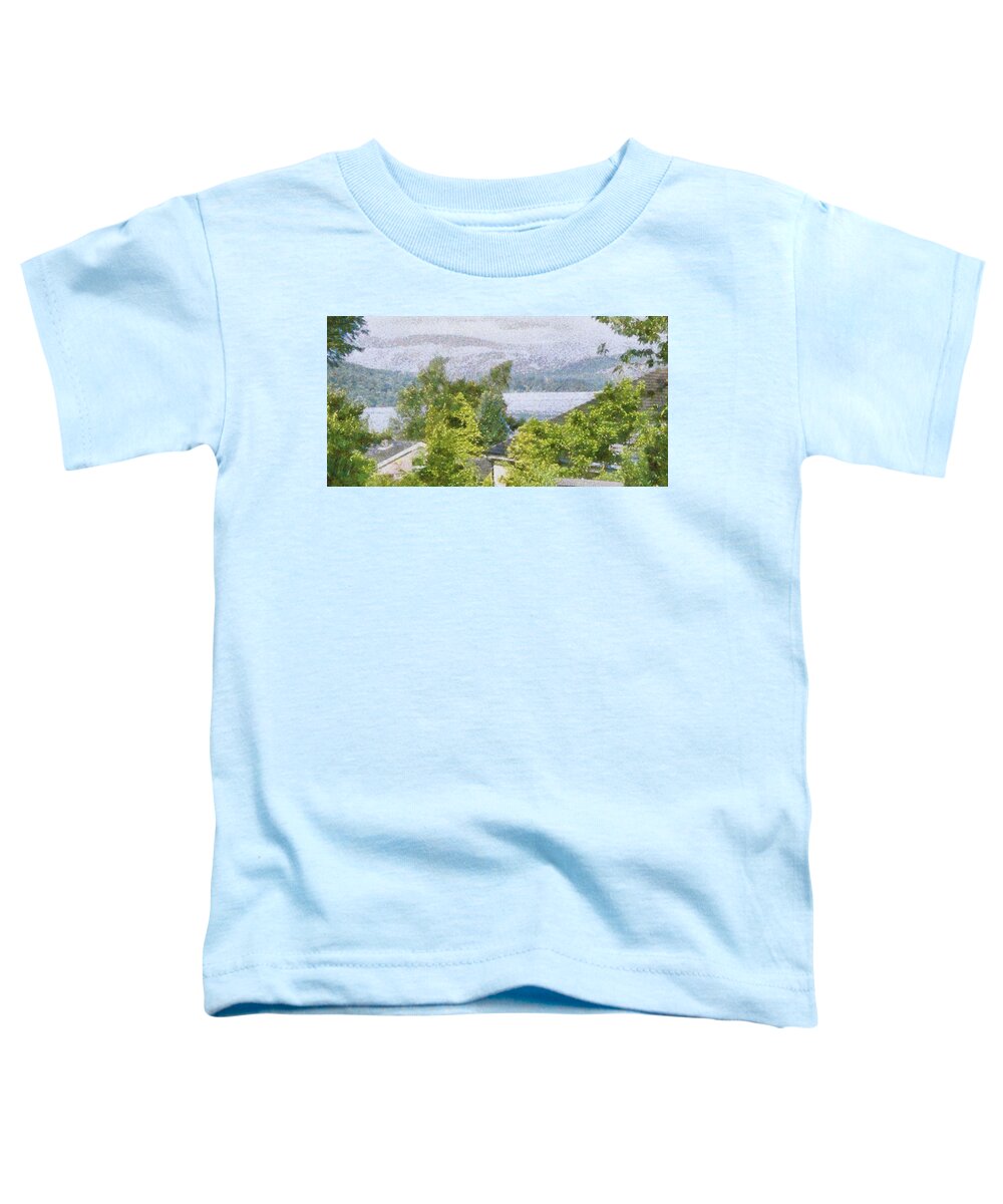 Trees Toddler T-Shirt featuring the photograph Trees and houses overlooking a lake by Ashish Agarwal
