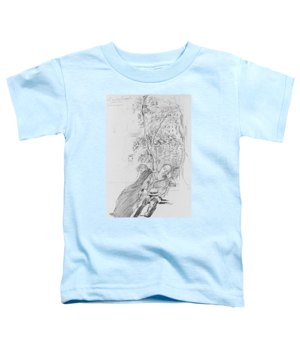 American Art Toddler T-Shirt featuring the drawing Two Figures in a Park by Jerome Myers