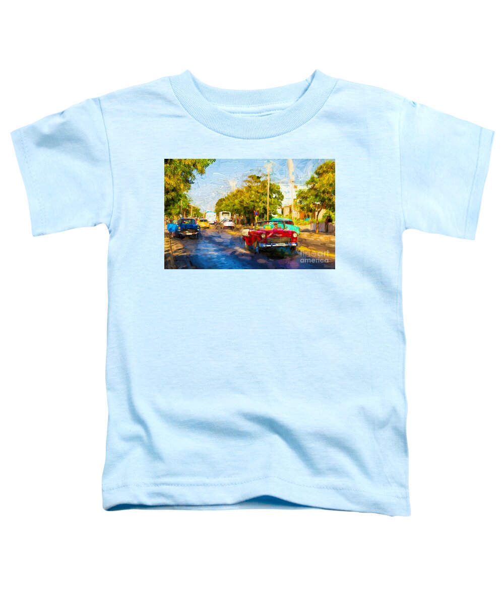 Varadero Toddler T-Shirt featuring the photograph Vintage Cars in Varadero by Les Palenik