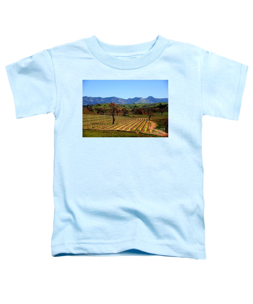 Santa Inez Toddler T-Shirt featuring the photograph Vineyards in Santa Ynez Valley CA by Susanne Van Hulst