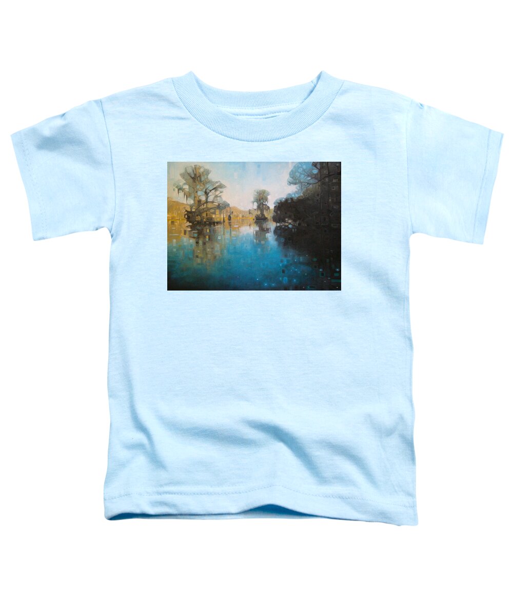 Wakulla National Park State Park Swamp Cypress Trees Forest Landscape Woods Water Ocean Manatees Wildlife Spanish Moss Sunlight Toddler T-Shirt featuring the painting Wakulla Springs Florida by T S Carson