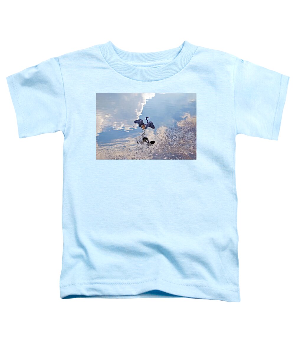 Heron Toddler T-Shirt featuring the photograph Walking On Water by Carolyn Marshall