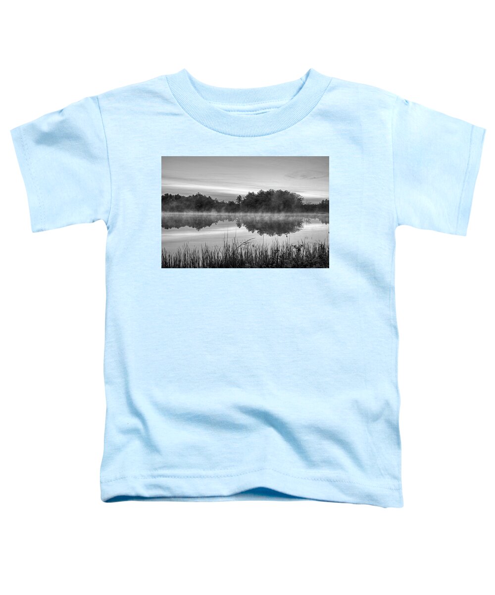 Wallis Toddler T-Shirt featuring the photograph Wallis Sands Marsh Smoke on the Water Rye NH Black and White by Toby McGuire