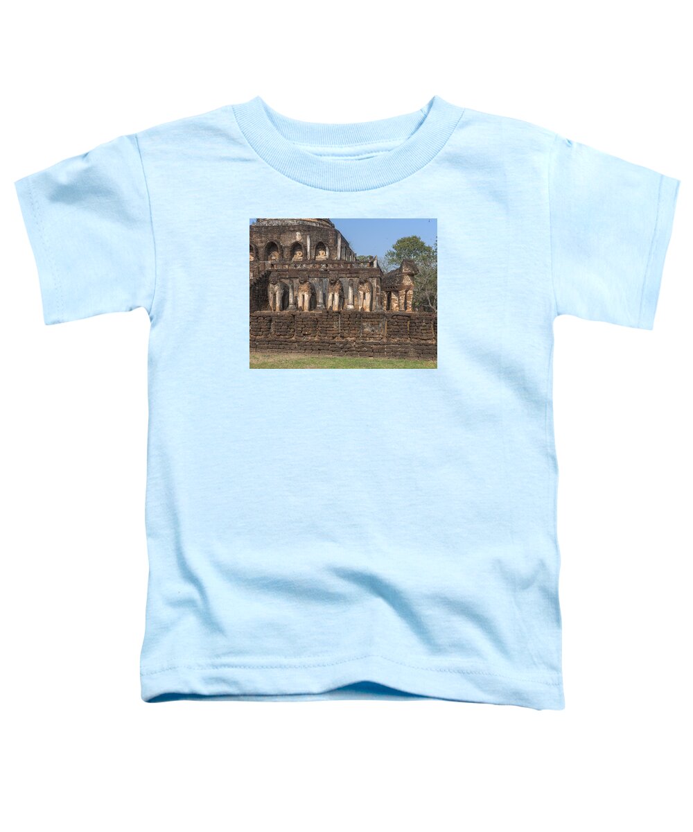Temple Toddler T-Shirt featuring the photograph Wat Chang Lom Lion Figures on Main Chedi DTHST0122 by Gerry Gantt