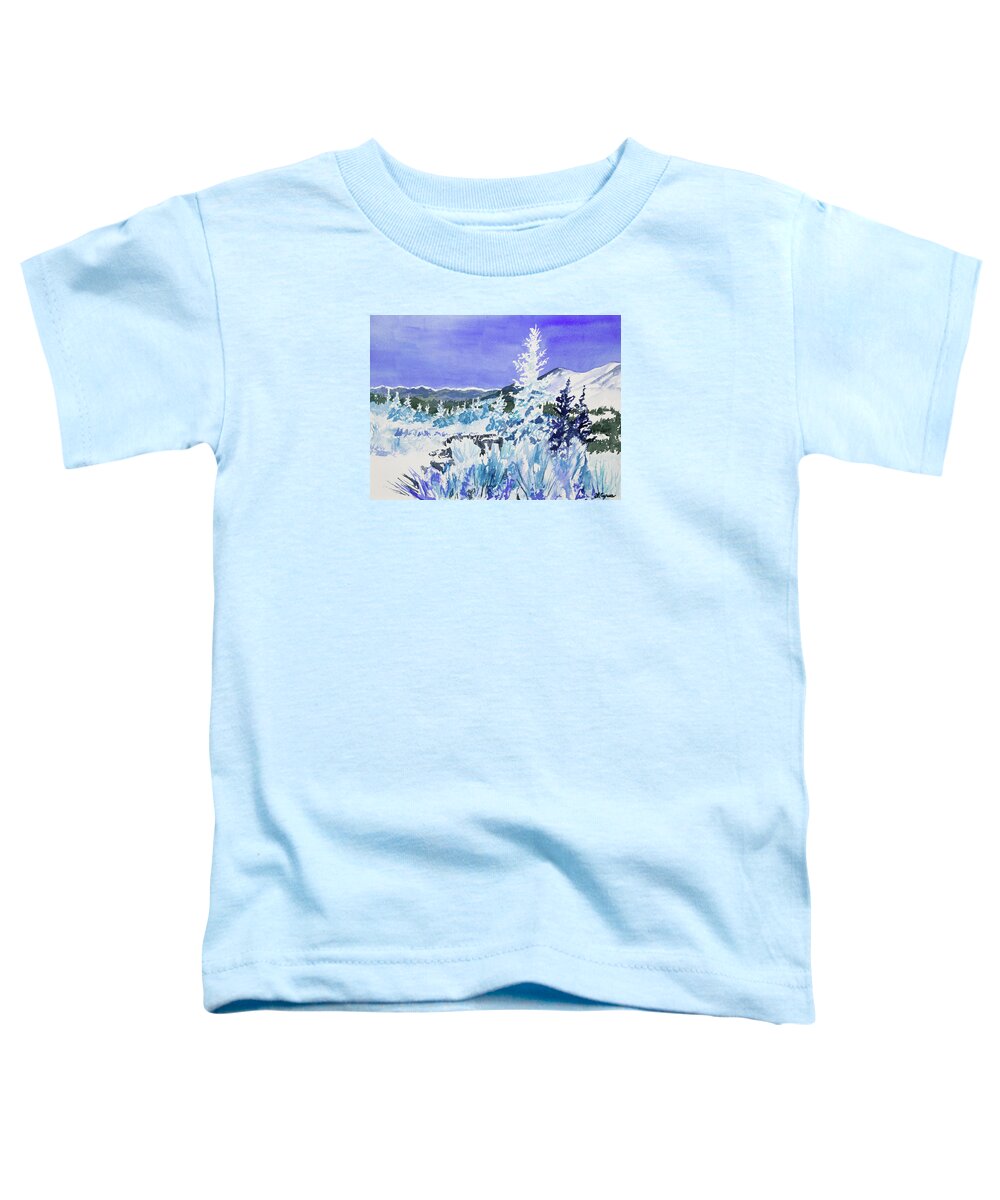 Colorado Toddler T-Shirt featuring the painting Watercolor - Colorado Snowy Landscape by Cascade Colors