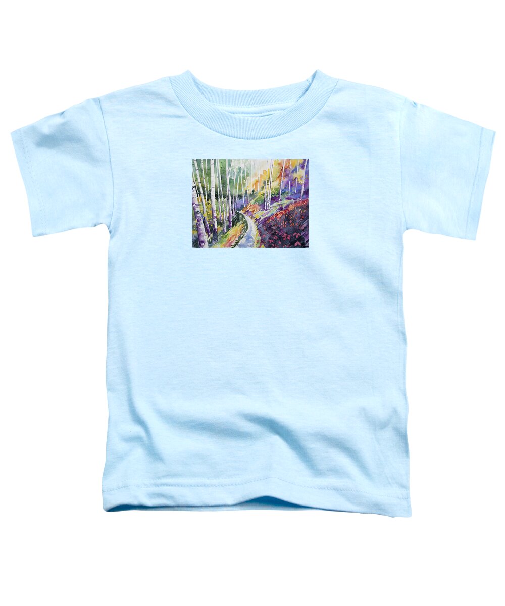 Forest Toddler T-Shirt featuring the painting Watercolor - Early Autumn Forest by Cascade Colors