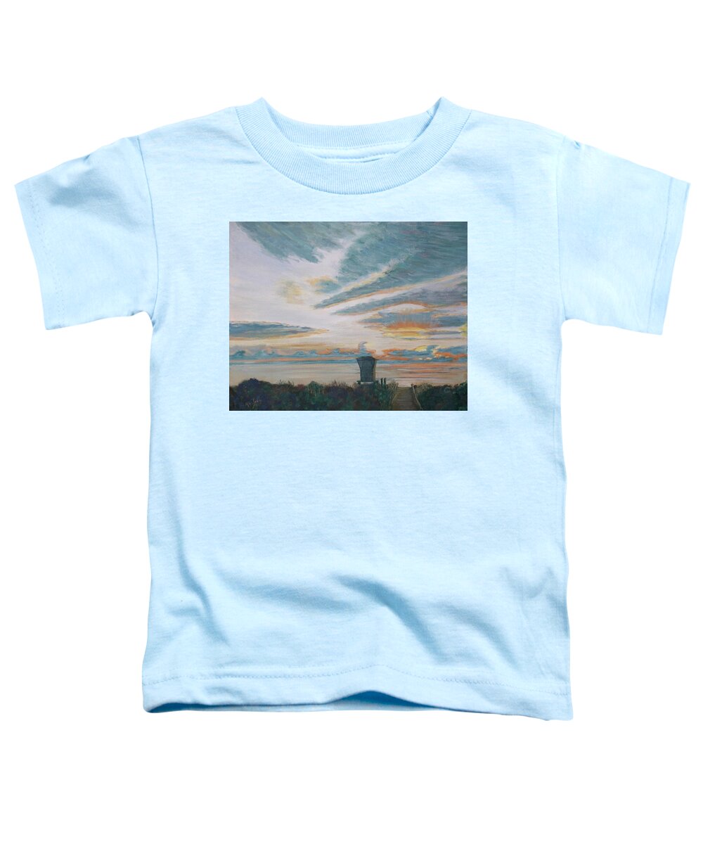 Sunrise Toddler T-Shirt featuring the painting Waveland Sunrise by Mike Jenkins