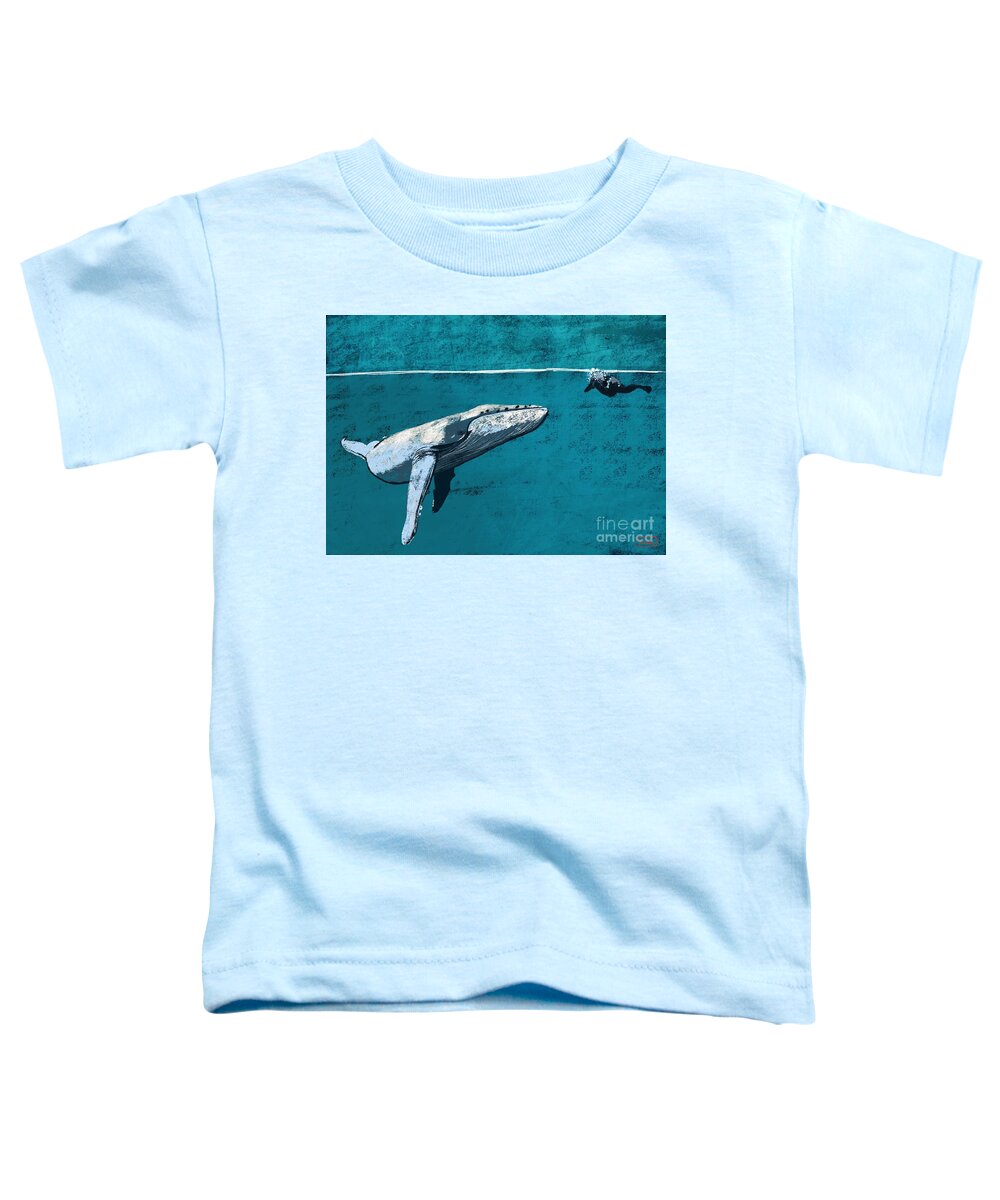 Whales Toddler T-Shirt featuring the digital art Whale Watching by Lidija Ivanek - SiLa