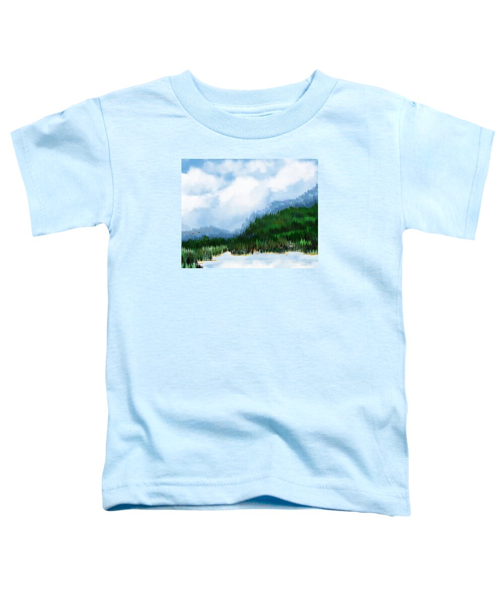 Landscape Toddler T-Shirt featuring the digital art Where Bald Eagles fly by Debra Baldwin