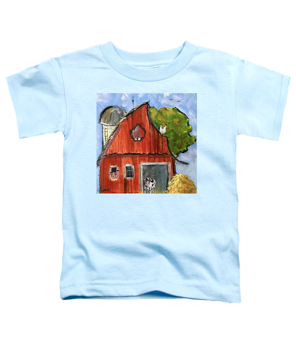 Barn Toddler T-Shirt featuring the painting Whimscial Barn by Terri Einer
