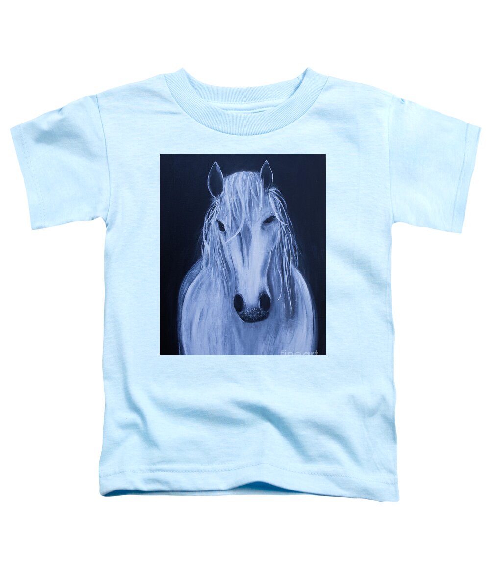 Horse Toddler T-Shirt featuring the painting White Horse by Stacey Zimmerman