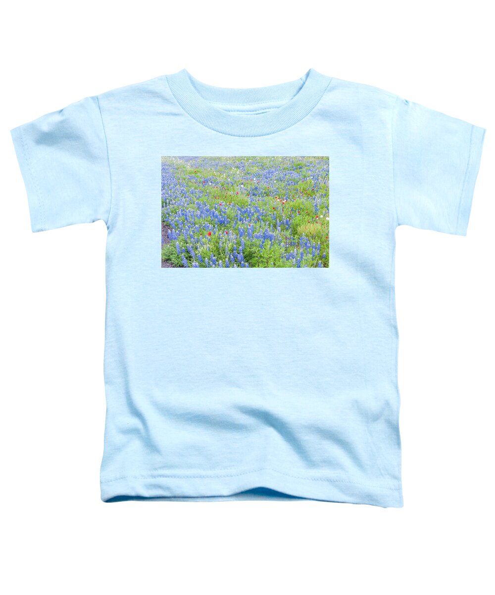 Texas Toddler T-Shirt featuring the photograph Wild about wildflowers of Texas. by Usha Peddamatham