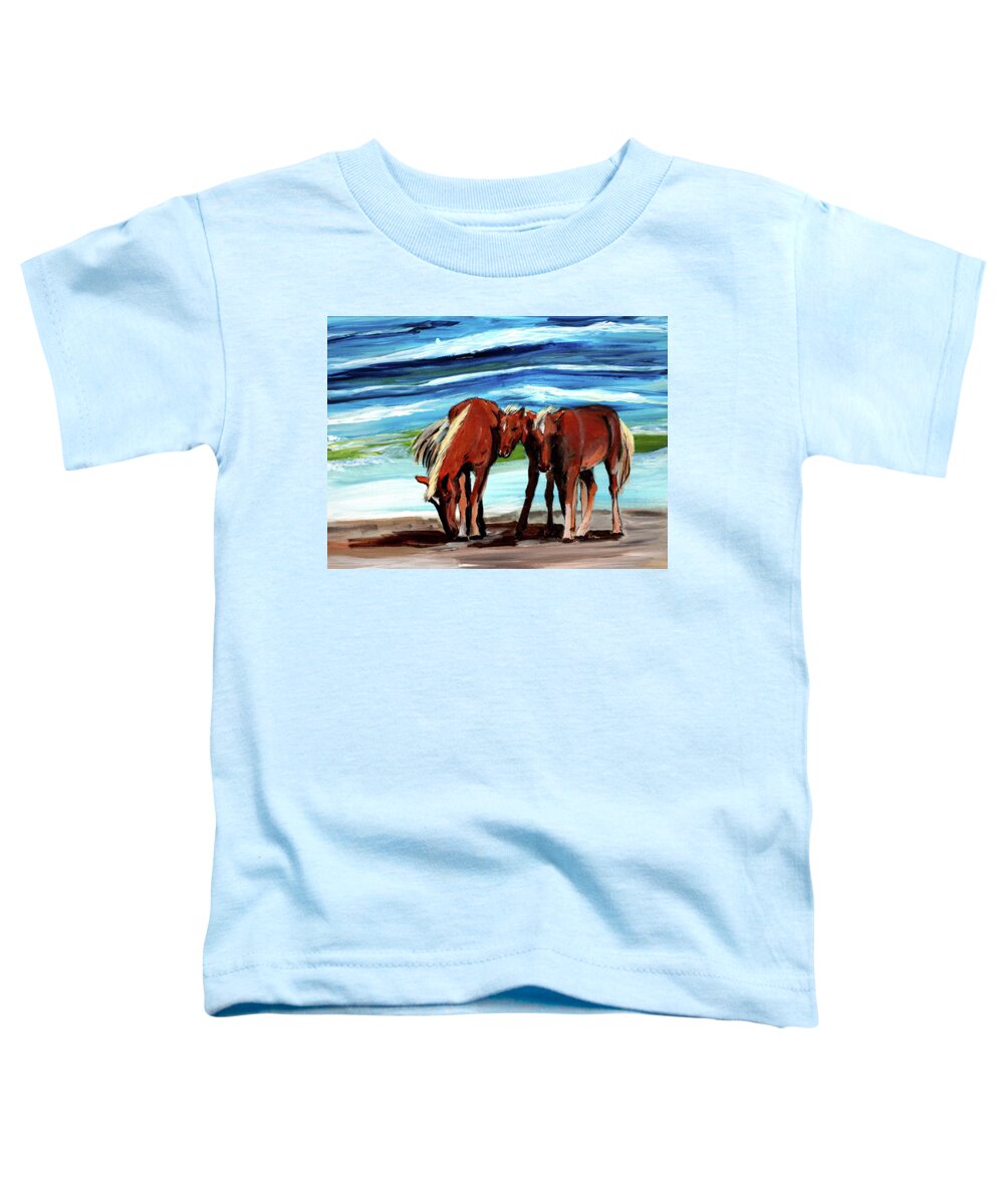 Horse Toddler T-Shirt featuring the painting Wild Horses Outer Banks by Katy Hawk
