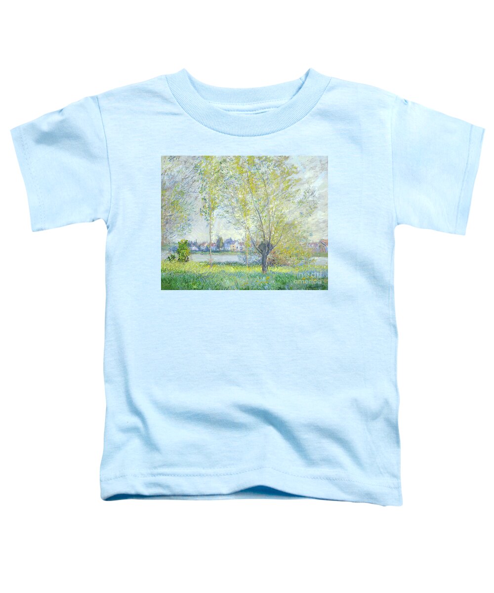 Willows At Vetheuil Toddler T-Shirt featuring the painting Willows at Vetheuil, 1880 by Claude Monet