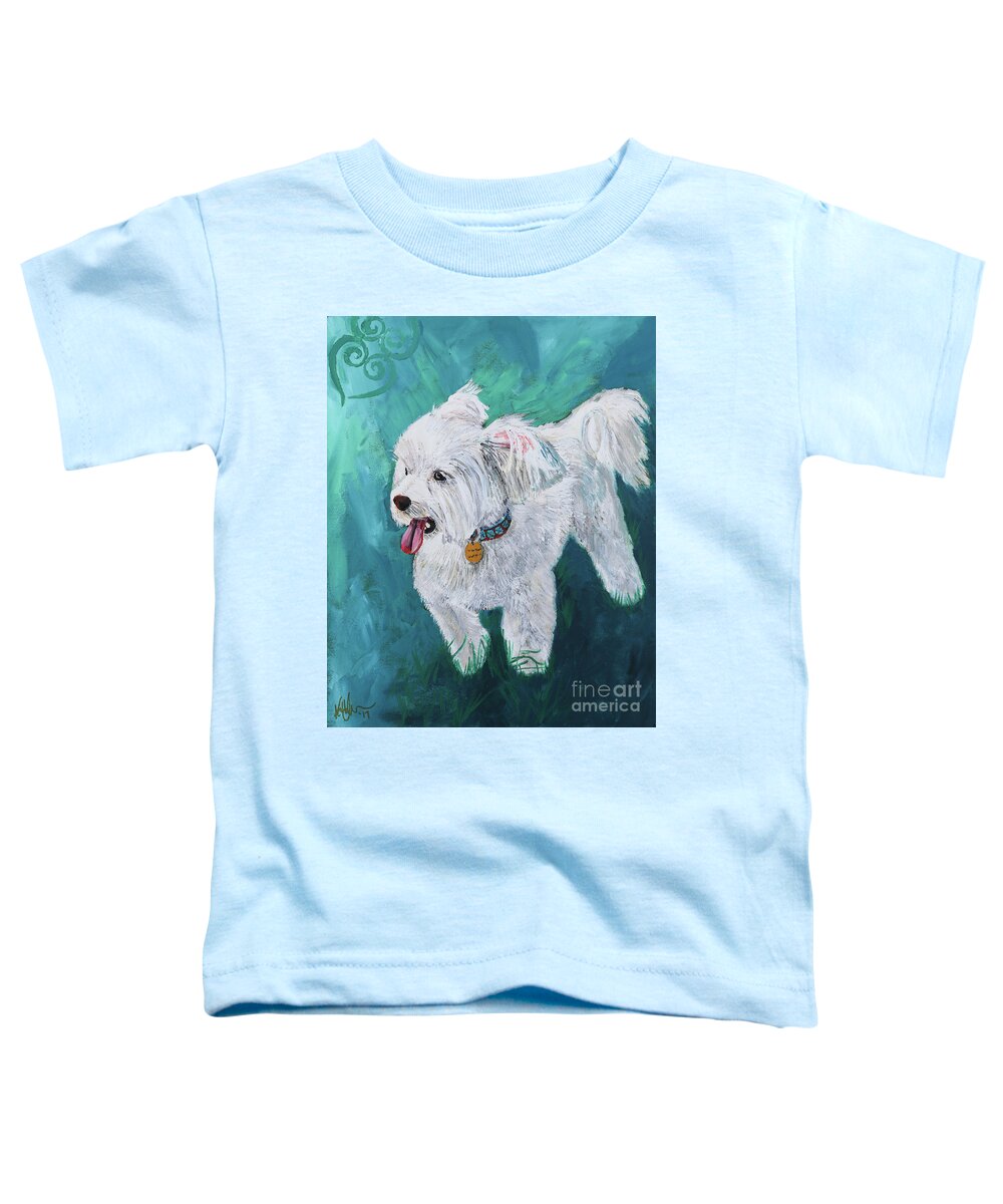 Maltese Toddler T-Shirt featuring the painting Windblown Pup by Kathy Strauss