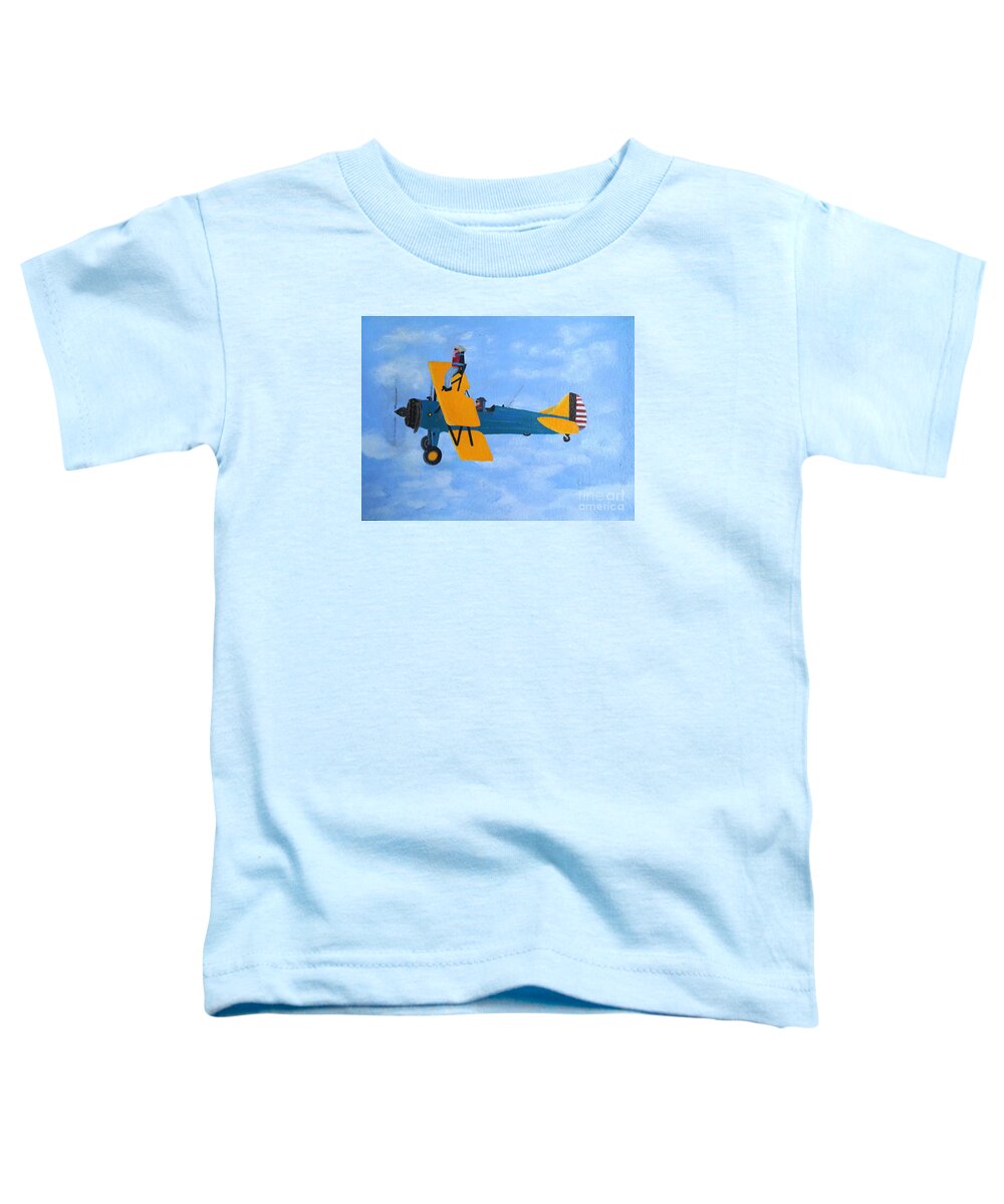 Wing Walker Toddler T-Shirt featuring the painting Wing Walker by Karen Jane Jones