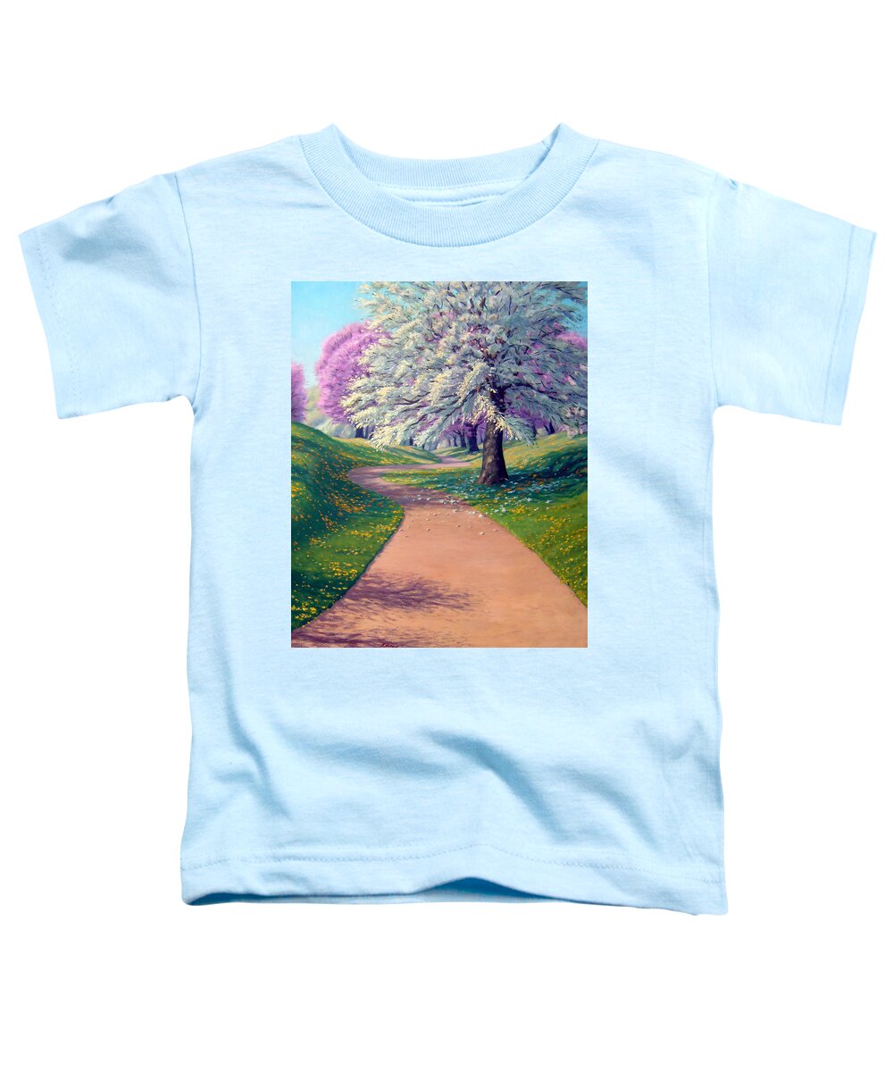 Landscape Toddler T-Shirt featuring the painting Apple Blossom Trail by Rick Hansen